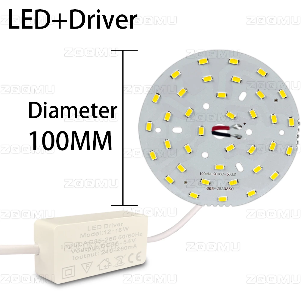 18W 100mm SMD 5730 PCB LED With Driver For Bulb Spotlight Downlight Light Source Chips Aluminum Lamp Plate Warm Natural White