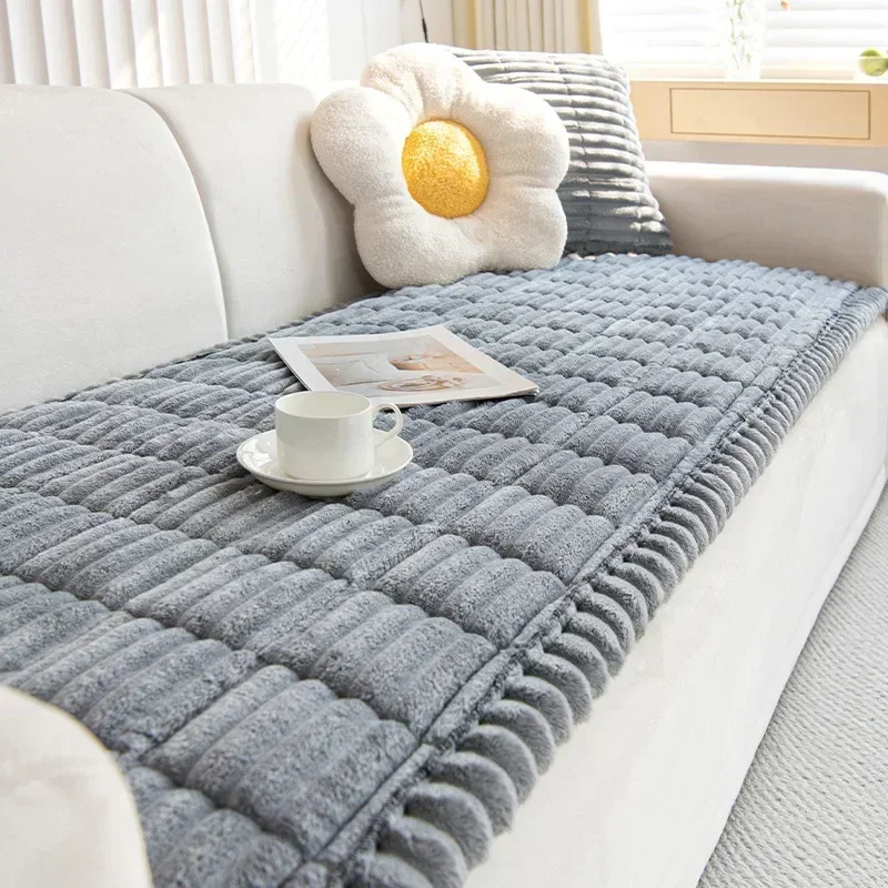 Corduroy Sofa Cushion Non-Slip Thickened Sofa Cover Cloth Warm Dust Soft Velvet Warm Backrest Armrest Towels Window Sill Pad