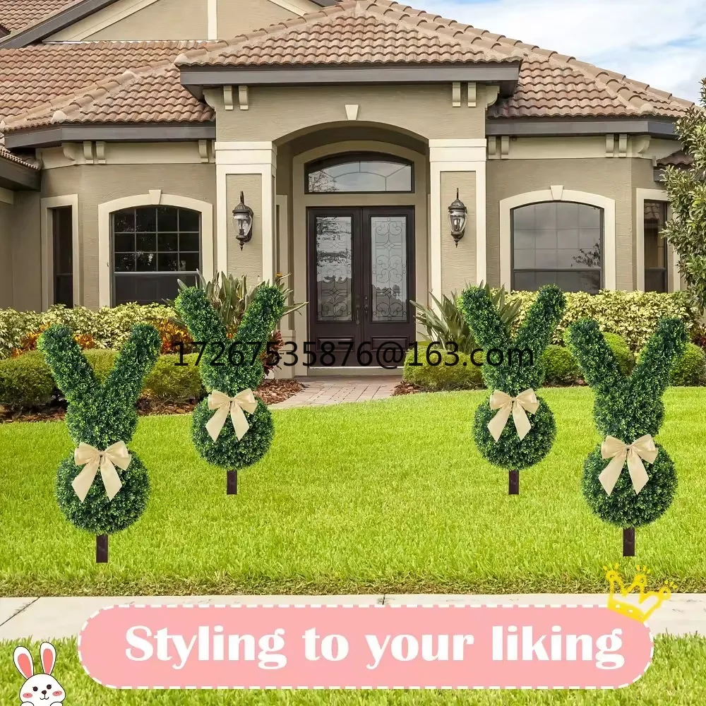 

Съемное имитация зеленого растения, кролика, горшечного растения, пасхальное украшение сада