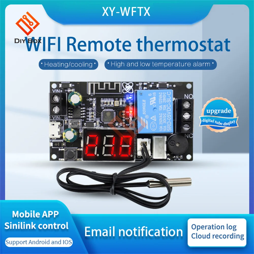 WIFI Remote Thermostat High Precision Temperature Controller Module Cooling and Heating APP Temperature Collection XY-WFT1 WFTX