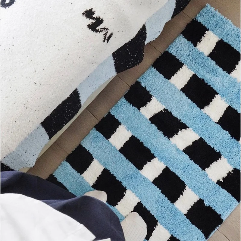 

Геометрические тафтинговые сетки, коврик для спальни, коврик для ванной комнаты, тафтинговый длинный ковер для гостиной, коврик для ванной, мягкий напольный коврик, эстетический домашний декор