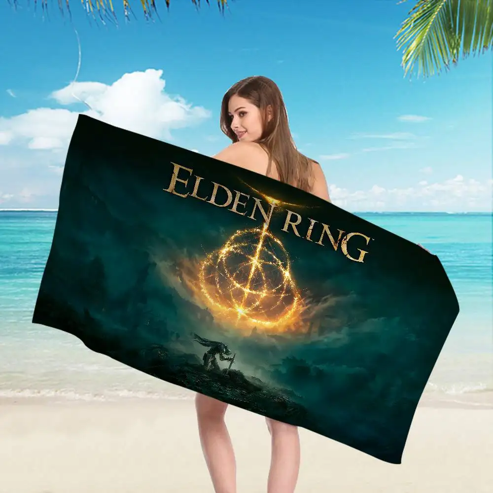 Pop Video E-Elden R-Ring Game Beach Towel Colorful Bath Towels for Microfiber Quick Dry Custom Sand Free Beach Yoga Spa Gym Pool