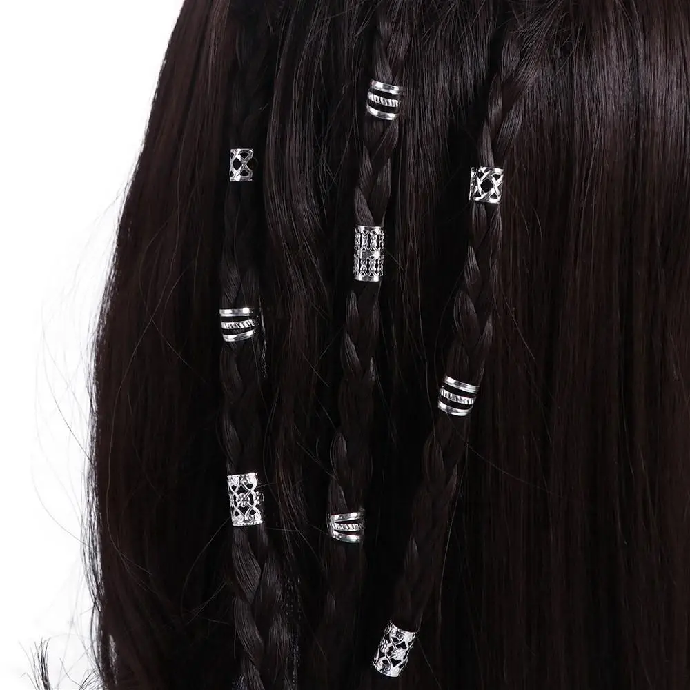 90 قطعة أقفال الرهبة الجوف خارج الشعر الدائري الشعر تجديل مقاطع الكفة المعدنية المجدل الخرز أغطية الرأس سحر الشعر جديلة أنابيب #5