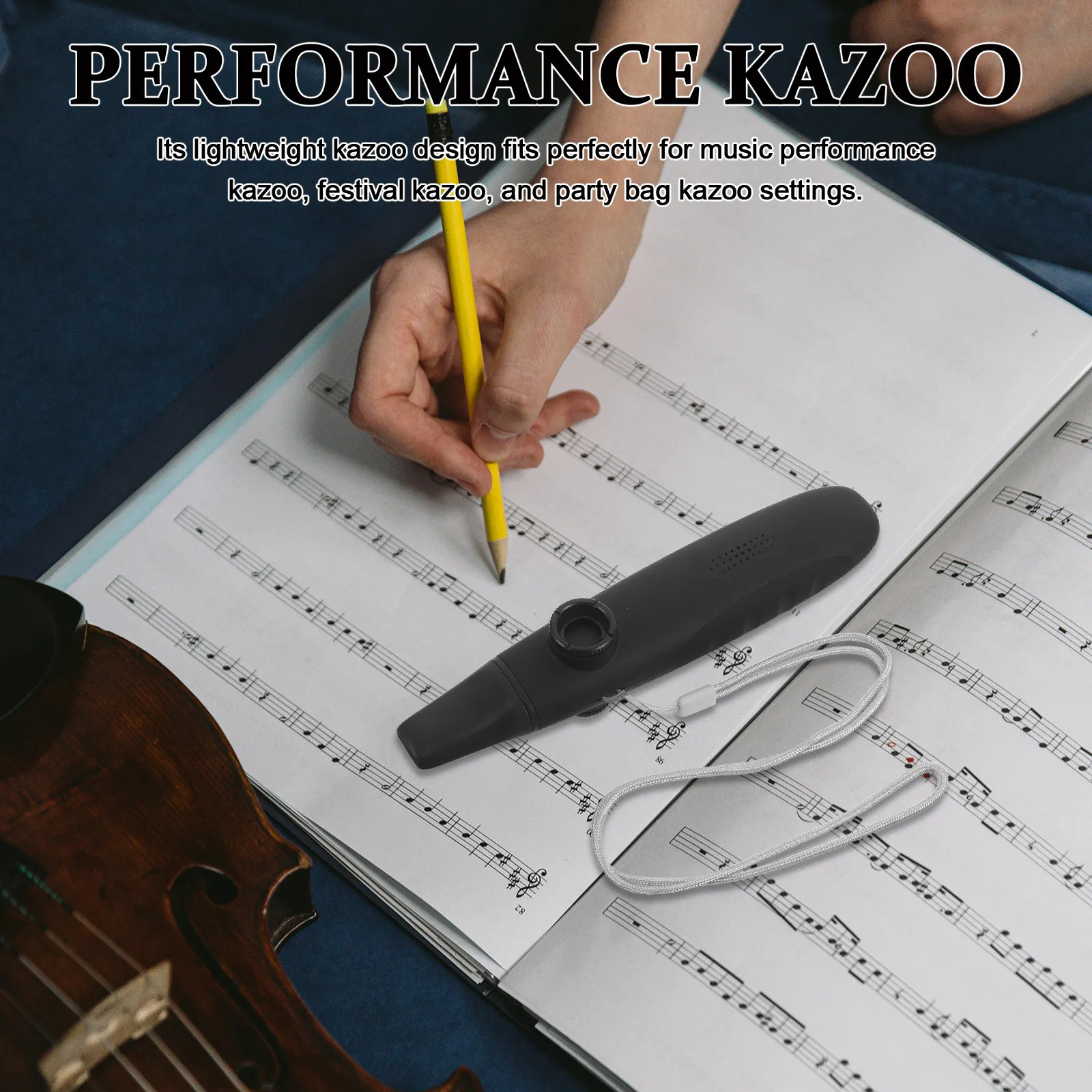 1 Ensemble d'instruments Kazoo en plastique pour débutants, conception à double trou, facile à apprendre, portable, léger, instrument de musique pour fêtes et spectacles