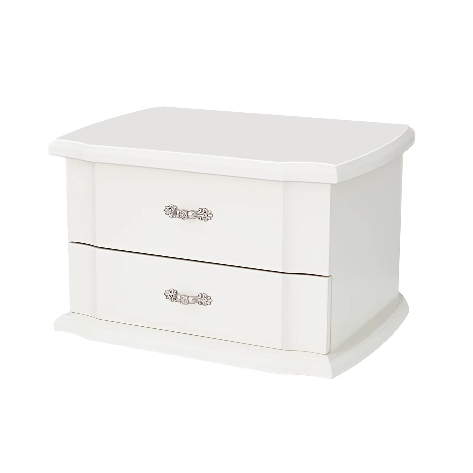 صندوق مجوهرات راقصة الباليه الموسيقي باللون الأبيض بطبقة مزدوجة من جوزين مع مرآة وقلادة للفتيات والنساء، موسيقى تخزين المجوهرات C