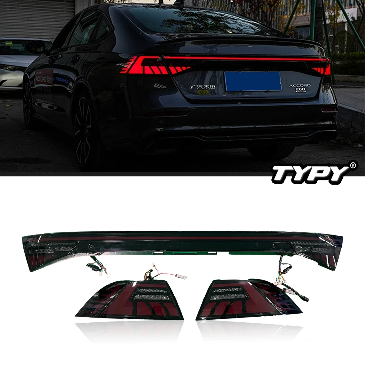 

TYPY автомобильные задние фонари для нового Honda Accord 2023-2024 светодиодные сквозные задние фонари дневные ходовые огни автомобильные аксессуары