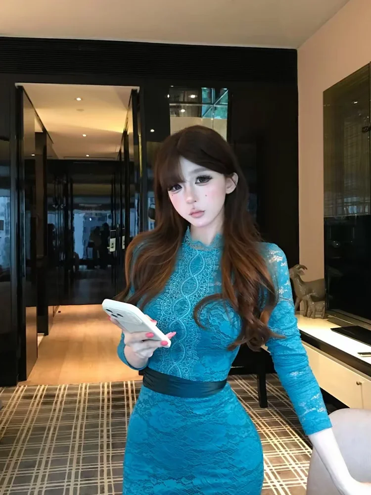 Sexy N13 SYXATN Floral Print Wrap Dress Women's Slimming Belted Skirt Spring Summer Long Sleeve Casual Wear Chinese Brand