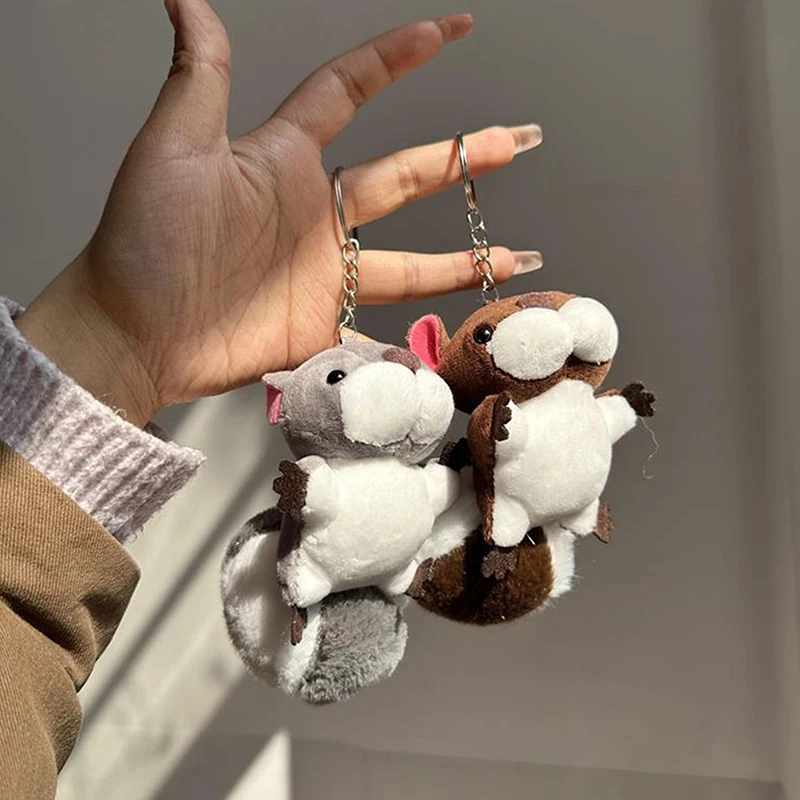 Plush Toys Cartoon Animal Dolls Multicolor Simulation Cute Squirrel Soft Stuffed Keychain Pendant Bag Ornament Girls Couple Gift