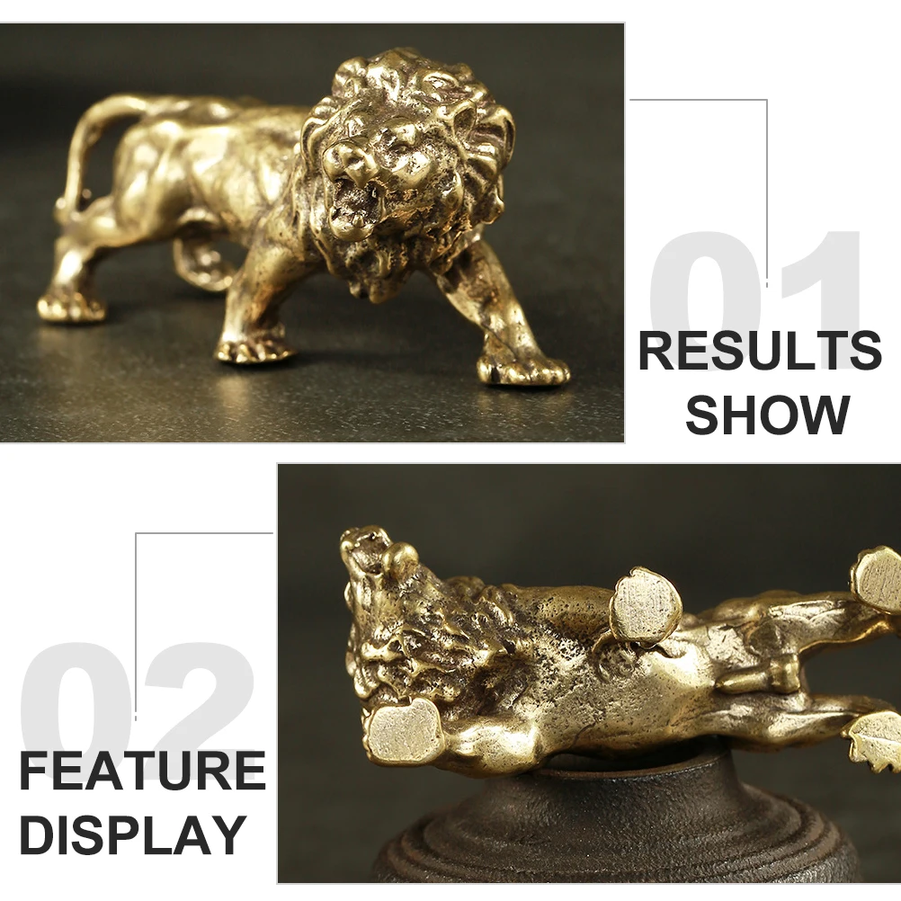

Brass Lion Ornament Copper Decoration Vintage Home Decor Wall Art Feng Shui Figurine Tabletop Adornment High Quality Durability