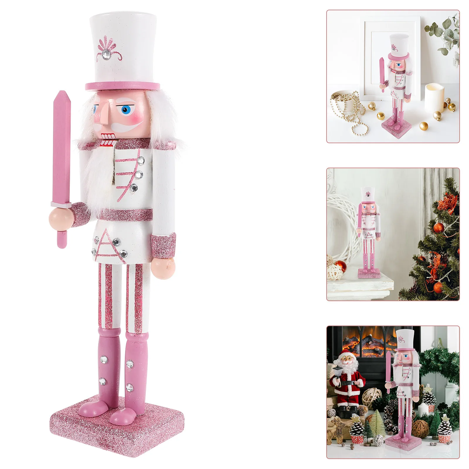 

Wooden Nutcracker Soldier Adornment Creative Christmas Decor Exquisite Gift for Friends and Family Xmas Wood Nutcracker