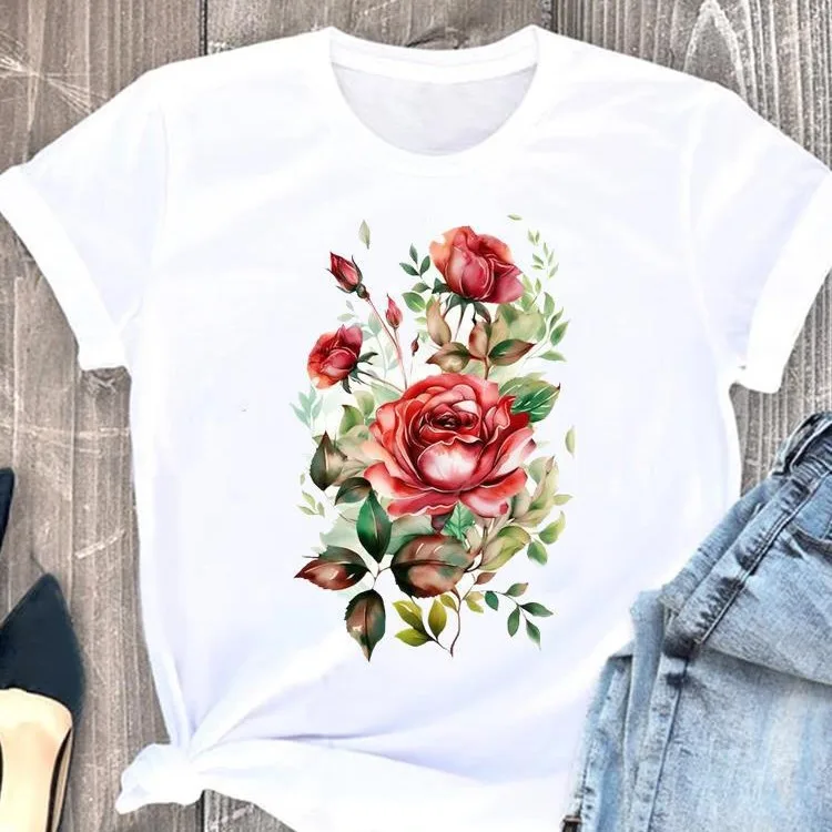 Butterfly Cute Print European Clothing Top Short-sleeved T-shirt Women Clothing  Graphic Tshirts  Oversized T Shirt  Tops