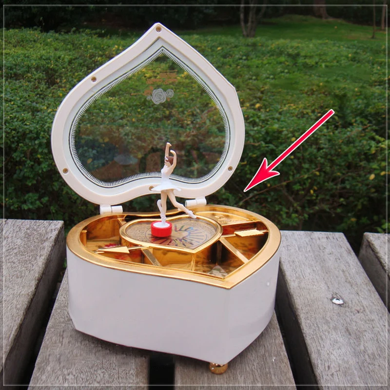 Creative Children's Heart-shaped Music Box Clockwork Toys Music Box Rotating Dancing Ballerina Jewellery Box Girls Birthday Gift