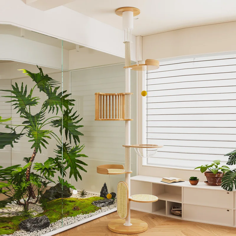 

Tongtian pillar bay window solid wood tree climbing frame cat scratching column praise integrated frame