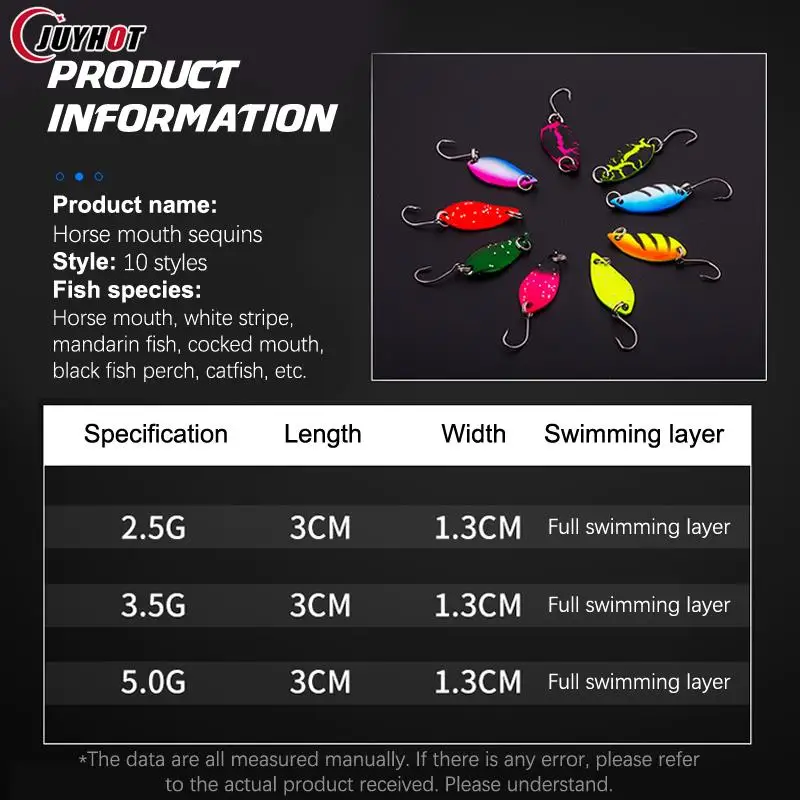 2.5g 3.5g 5.5g Spinner Spoon Fishing Lure Metal Rotating Sequins Wobbler Treble Hook Artificial Bait Carp Bass Pesca Tackle