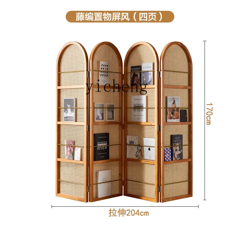 

Tqh Solid Wood Rattan Screen Partition Wall Retro Small Apartment Living Room Home Simple Seat Screen