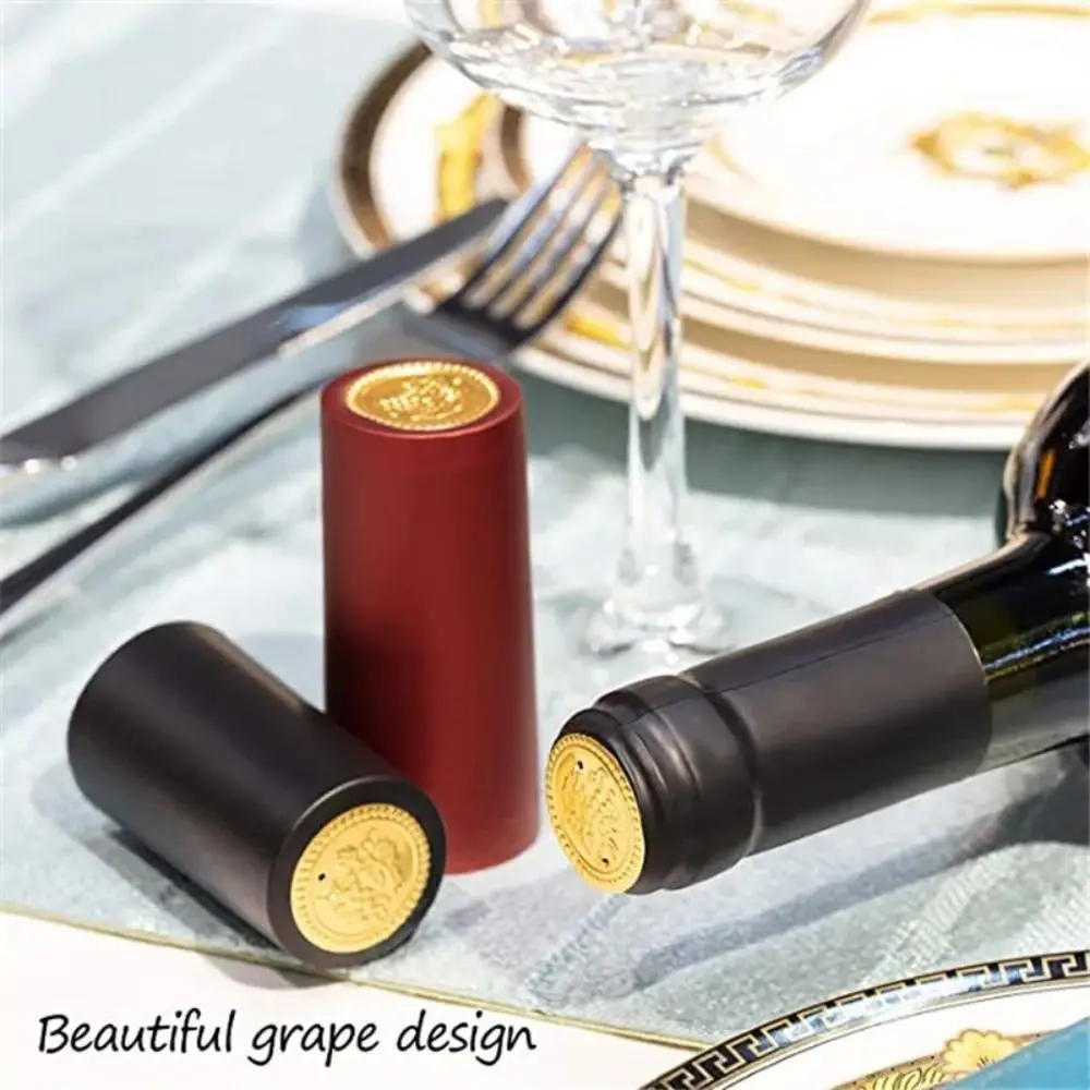 100Pcs PVC Wine Heat Shrinkable Cap Tear Tab Straight Mouth Wine Shrink Film Wrap Gold Red Wine Bottle Cap