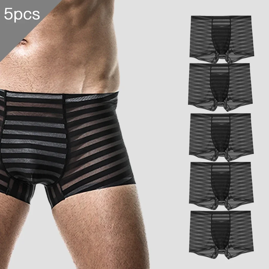 

5CPS Men's underwear, men's ice silk, summer thin flat-angle underpants, seamless modal four-corner breathable and antibacterial
