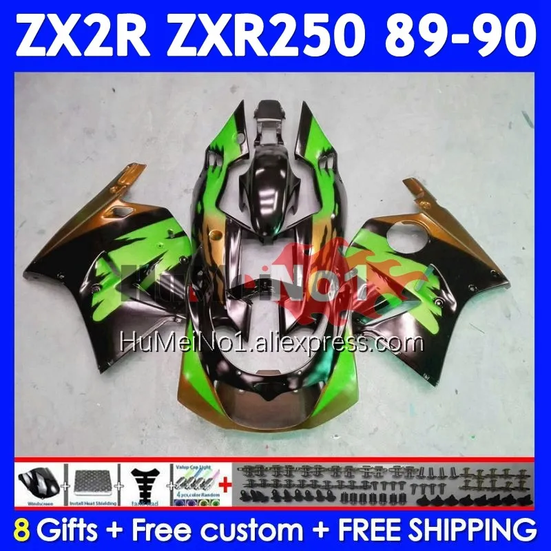 Body Kit For KAWASAKI NINJA ZXR-250 ZX2R ZX-R250 Green Black ZXR 250 C 239No.26 ZXR250 ZX-2R 89 90 ZX 2R R250 1989 1990 Fairing