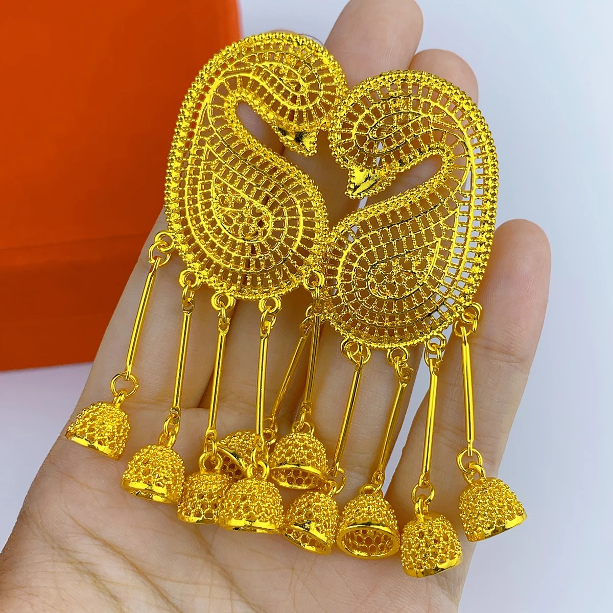 Luxury African Big Long Drop Earrings For Women 24k Gold Color Tassel Earrings Jewelry Gift Party Dubai Nigerian Wedding Gifts