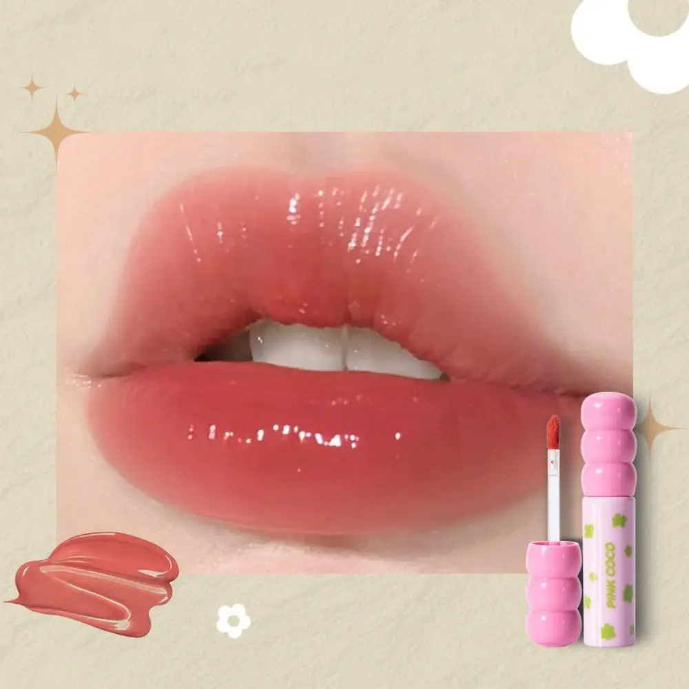 Gloss labial de cabaça açucarada para mulheres, batom hidratante duradouro, suave, fácil de colorir, maquiagem cosmética, espelho, impermeável