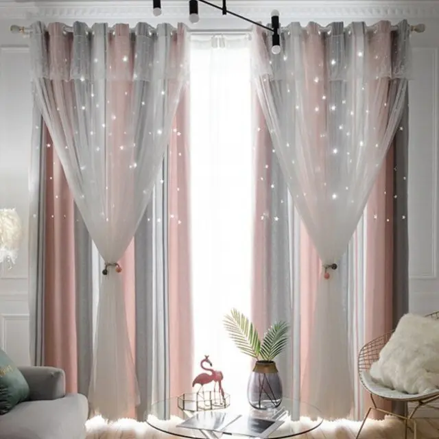 

(103) Customized New Star Curtains, Bay Windowsill, Three-dimensional Fabric Curtains, Yarn Decorative Curtains