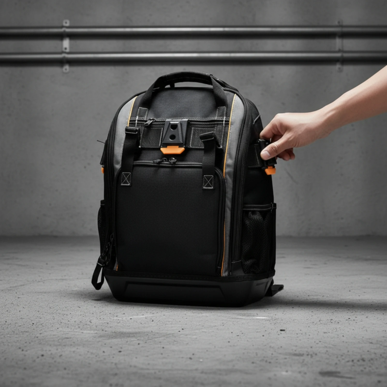Tool Backpack with Molded Base Rugged Tool Backpack Long-Lasting Wear-Resistant for Electricians, Job Sites, Maintenance