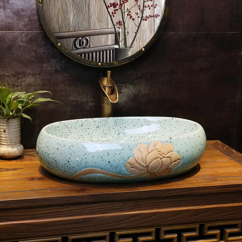 

China gold Ceramic Painting Art Lavabo Bathroom Vessel Sinks Round Countertop bathroom sink bowls