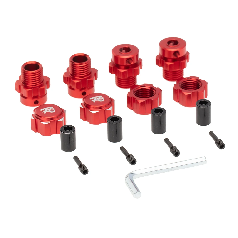 BAAA-4Pcs 17mm encanta o combinador de extensão dos cubos da roda estriados do adaptador dos porcas para 1/10 traxxas E-REVO summit rc peças do carro, vermelho
