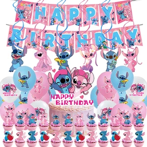 Disney Rosa Lilo Point und Angel Birthday Party Lilo Decoration & Point Cups Banner Armband Armband Geschenkfaktoren 12 Hauptverkaufsdekoration für die Taufe - №1