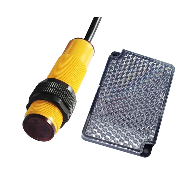 M18 NPN PNP 3M 5V 12V 24V Waterproof IR Retro Reflector Photocell, Photoelectric Switch Sensor