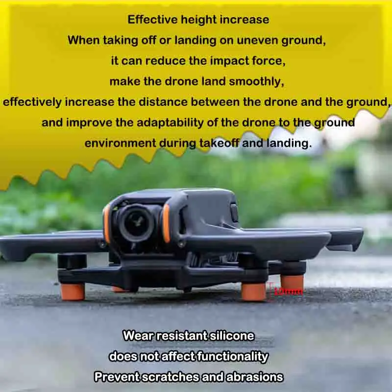 Coussinets de pied en Silicone pour accessoires de Drone DJI Avata 2, rehausseur de 10mm, protecteur de décollage de train d'atterrissage, protection d'amortissement