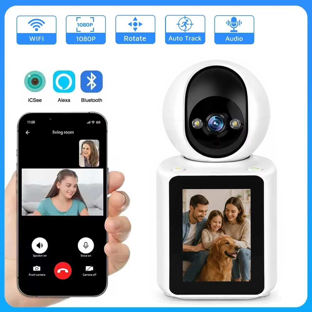 1080P PTZ WiFi Baby Monitor Camera with 2.8" Screen in use