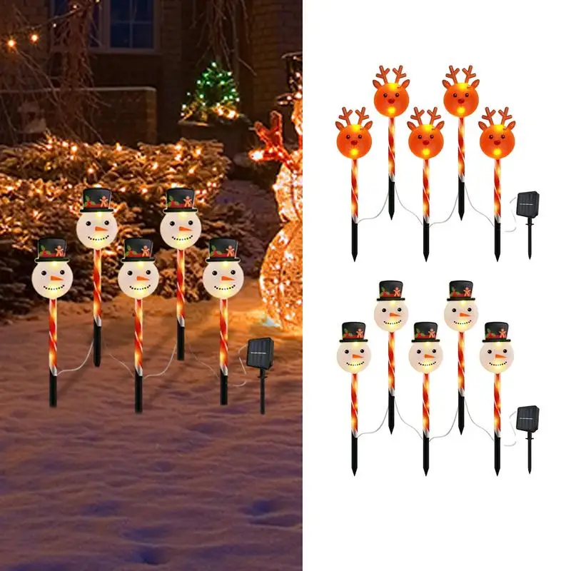 

Garden Stake Lights 5pcs/set Christmas theme Walkway Lights Outdoor Waterproof Solar-Powered LED Lights Landscape Decorations