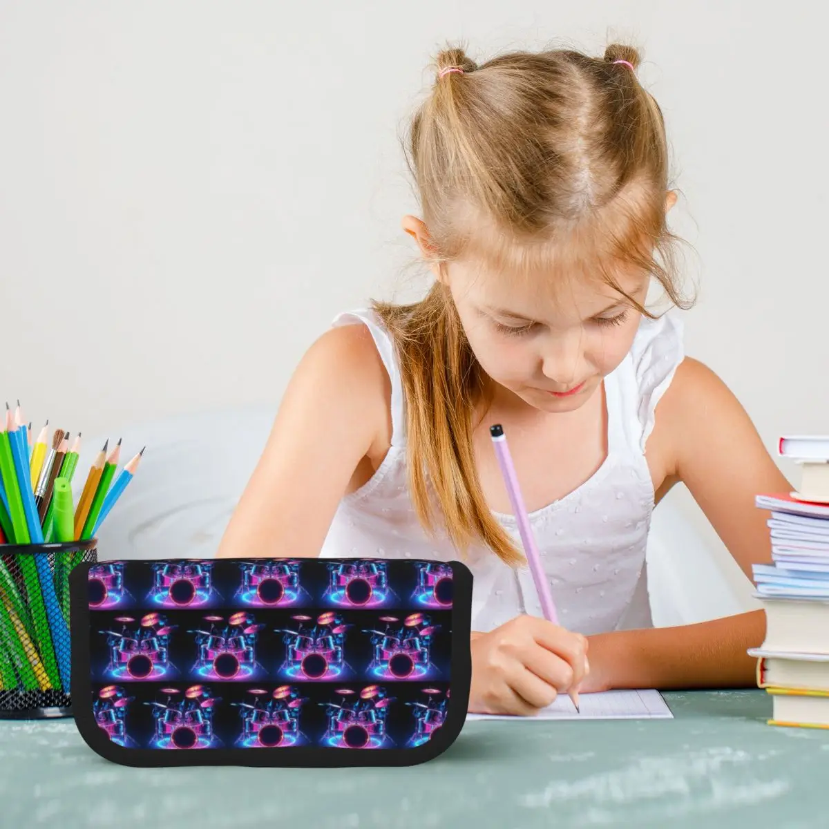 Shelf Drum Electronic Drum Pencil Case Pencil Pouch Large Capacity Pen Box Pencil Bag for Kids School