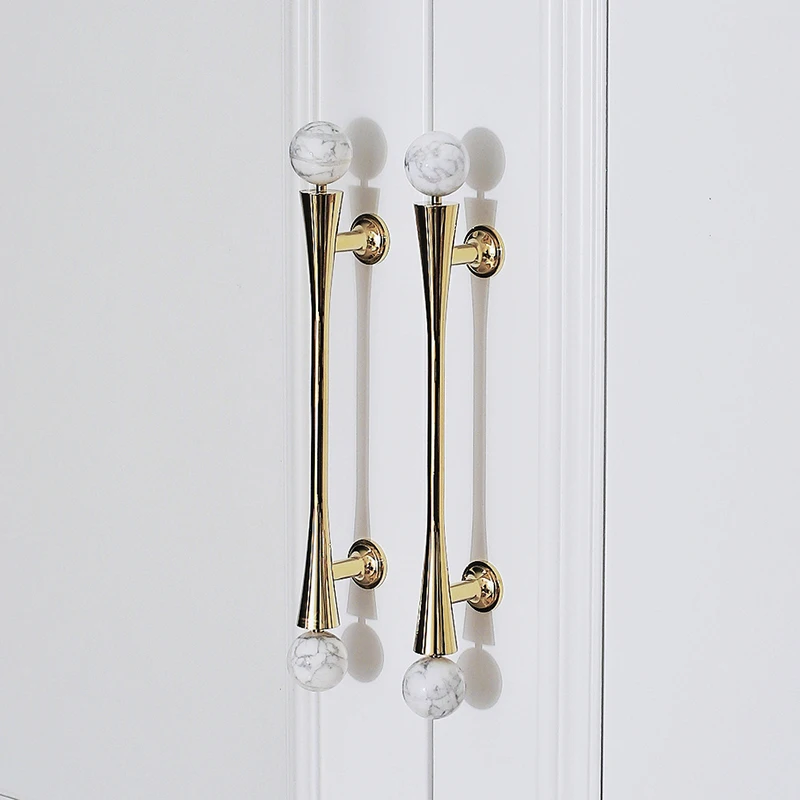 Furniture Brass+Marble/Crystal Handles And Knobs Wardrobe Kitchen Cupboard Cloakroom Bedside Cabinet Golden Handle