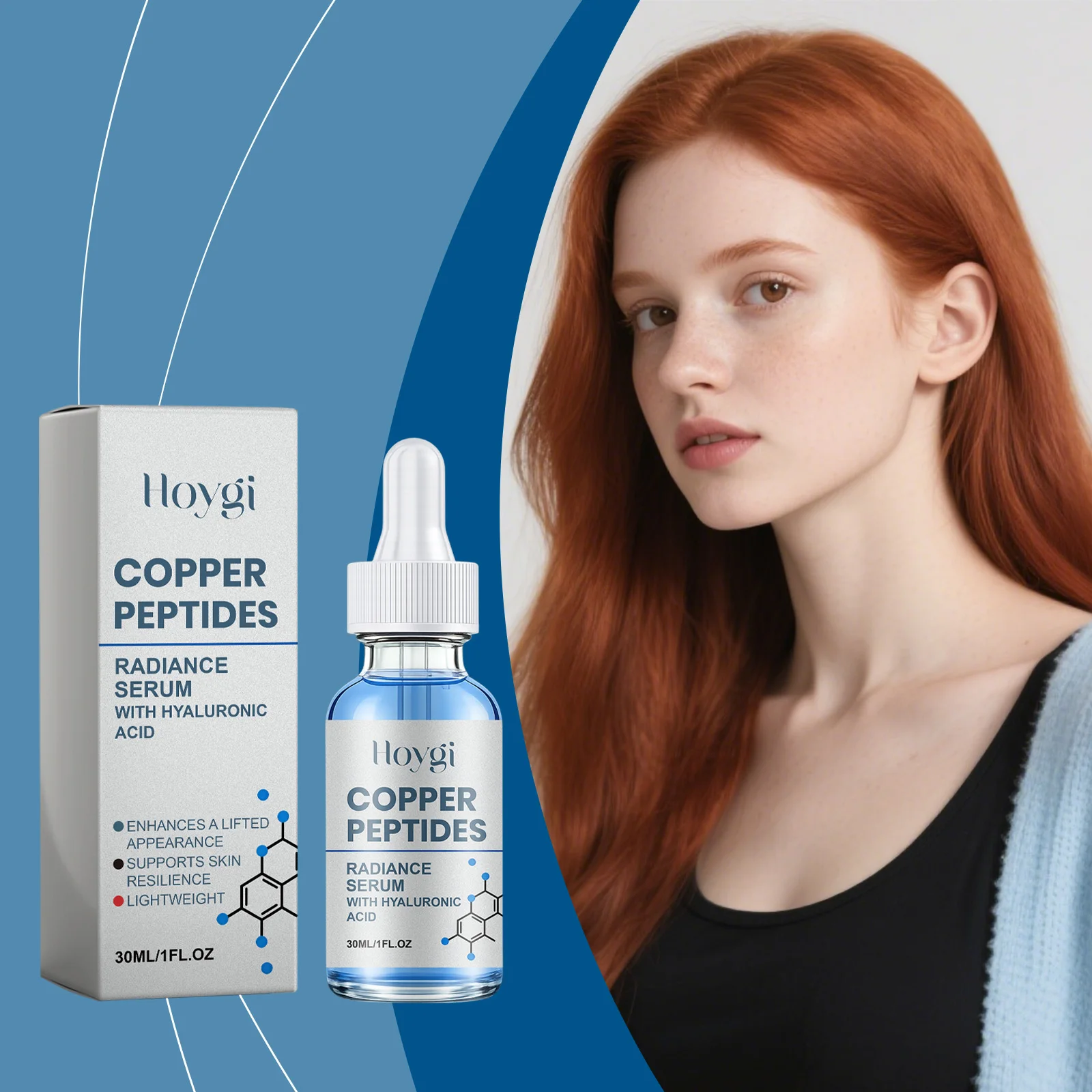 Copper Peptide Renewing Serum, Gentle Facial Care, Brightens & Refines Skin, Smooth, Lightweight Moisturizing Essence