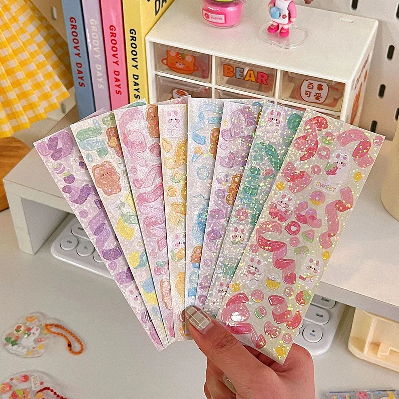 1Pcs Shining Laser Bling Cartoon Bunny Stationery Sticker for Scrapbooking, Phone, Journal, Laptop, Photo Decoration Gift image 2
