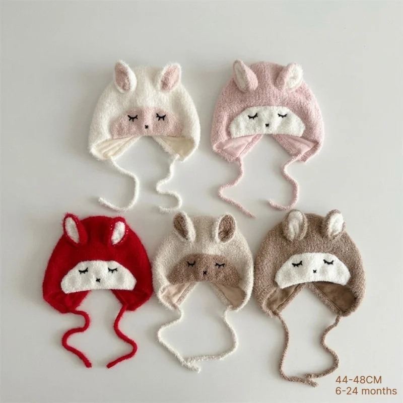 Baby Hat 44-48cm 6-24M Winter Warm Windproof Thick Furry Children Hats Newborn Infant Toddler Boys Girls Ear Flap Cap Cold Proof