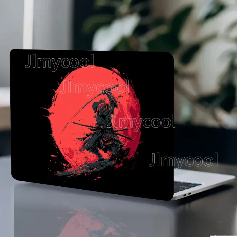 2 Pieces of Japanese Samurai Knife Design Laptop Sticker - Scratch-resistant PVC Protective Cover Red and Black Japanese