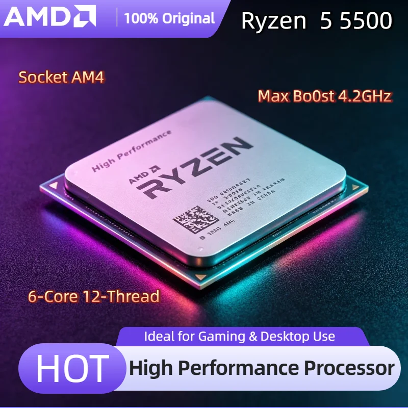 

Original AMD R5 5500 CPU 6 Core 12 Thread 65W 7nm 4.2GHz Zen 3 Processor DDR4 Socket AM4 Without Fan Gaming CPU Tray