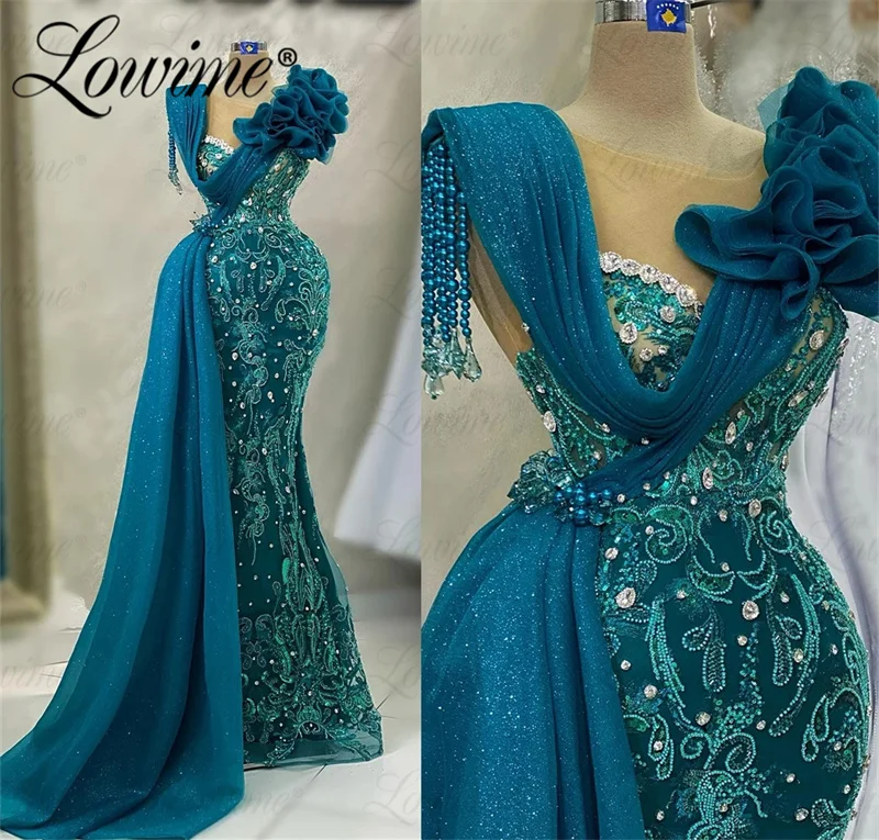 Precioso vestido De fiesta con cuentas, ocasión Formal, cristales personalizados, vestidos De noche De sirena con cuentas, batas De velada árabe De Dubái 2023