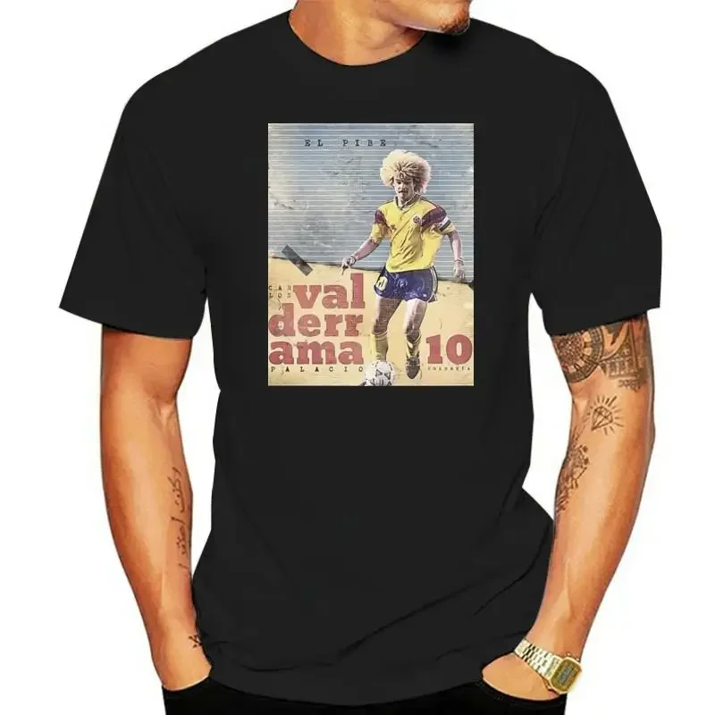 T-Shirt Shirt Carlos Valderrama Colombia Football Vintage Years 80 1 S-M-L-Xl Popular Tee Shirt