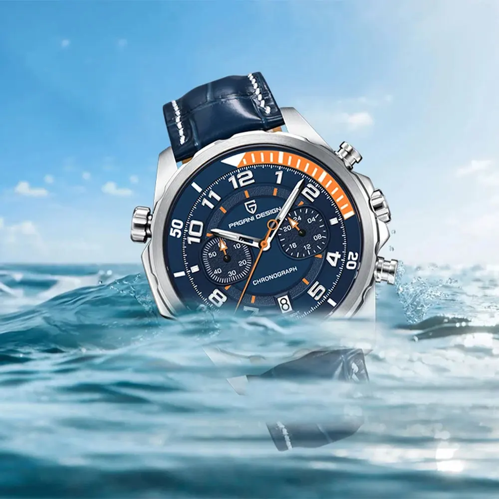 PAGANI تصميم جديد 44 مللي متر ساعة كوارتز VK64 ساعة يد رجالي متعددة الوظائف كرونوغراف العلامة التجارية الأعلى 50 متر مقاوم للماء الساعات الرجال هدية