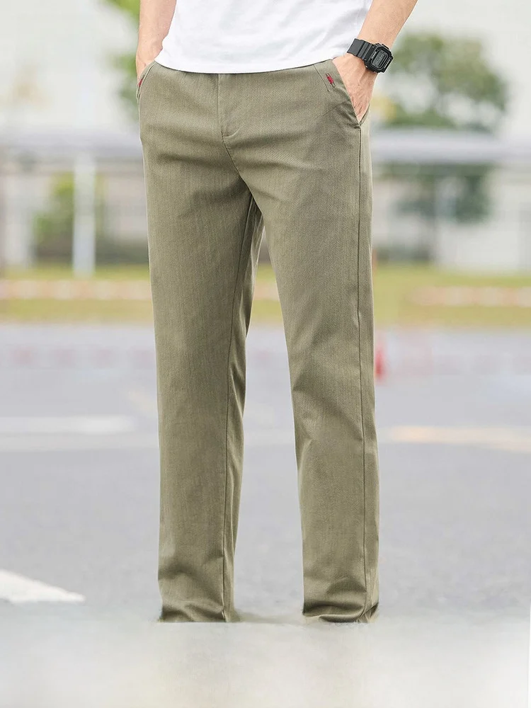 

Comfortable Cotton Blend Men's Casual Pants Spring 2026 Loose Fit Faionable Straight Leg Busin Casual Trousers