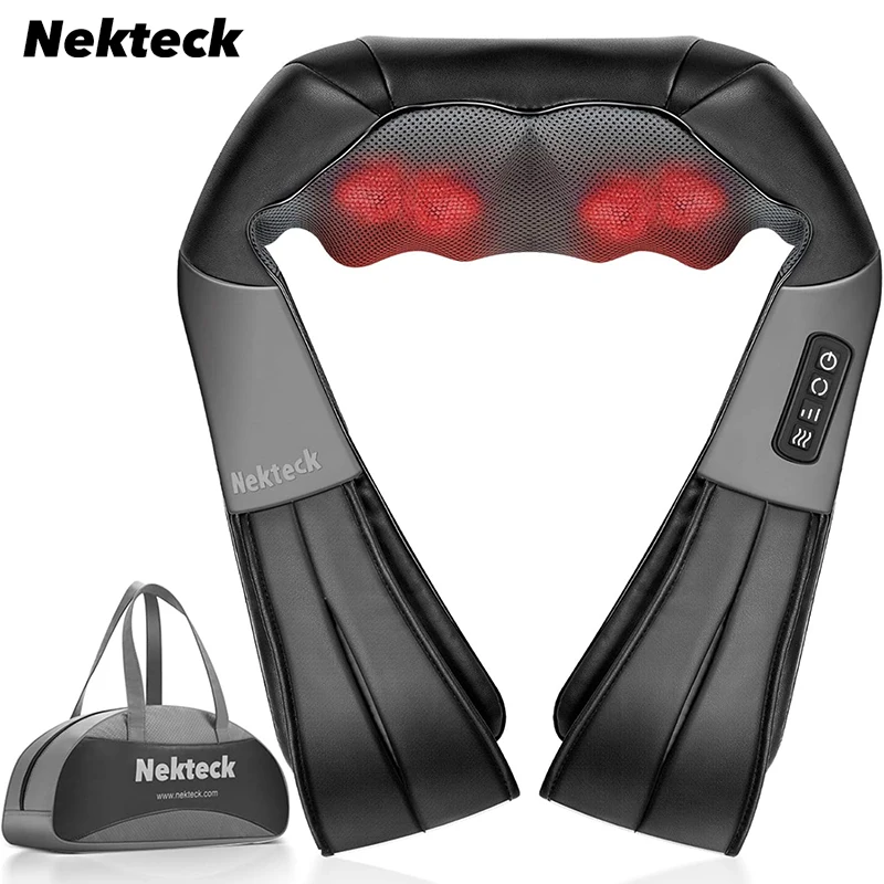 Nekteck-Ohio eur de dos et de cou électrique en forme de U, oreiller de massage complet du corps, masseur musculaire apaisant en profondeur, chaleur