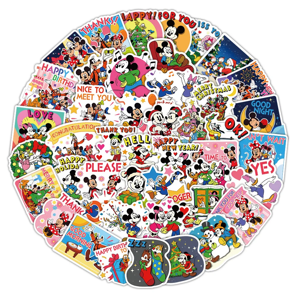 10/30/52 قطعة عيد الميلاد ميكي ماوس والأصدقاء ملصق DIY بها بنفسك الديكور مقاوم للماء لوح التزلج دفتر الكتابة على الجدران لعبة