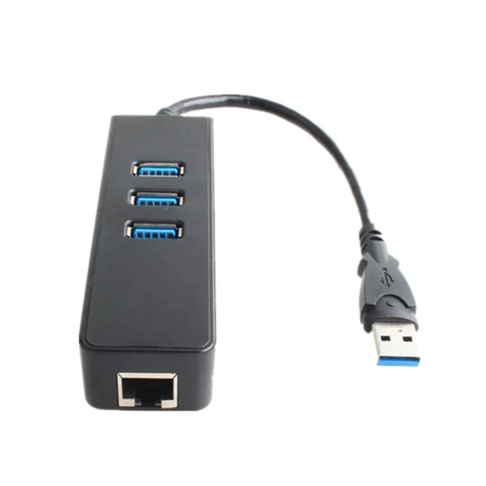 

USB 3.0 Hub 10/1000Mbps Gigabit Ethernet Adapter USB to Lan Network Port USB3.0 for 7/8/10/XP (Black)