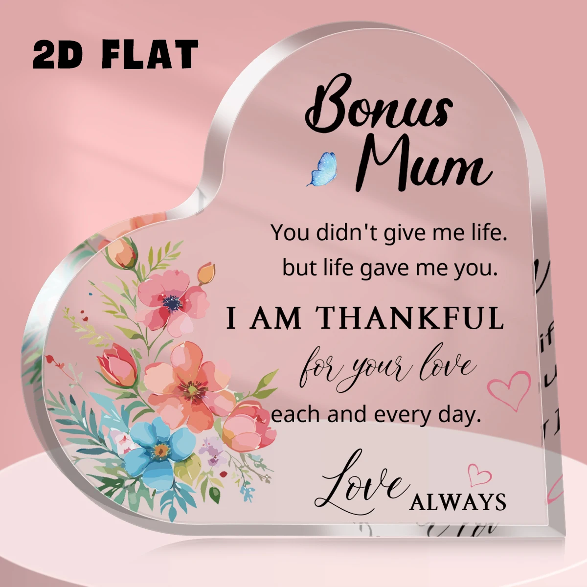 1pc Floral Design Acrylic Home Office Desk Plaque For Bonus Mom,Ideal For Mother Day Birthday Gift For Daughter Son Express Love