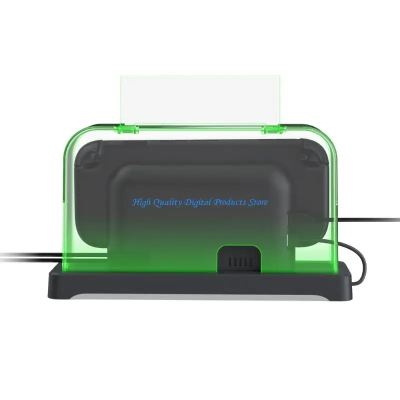 U2JE Ventilated Consoles Consoles Dock with Clear Dust Cover Three Speed Cooling Fan Color Lighted Base ABS for Consoles /1