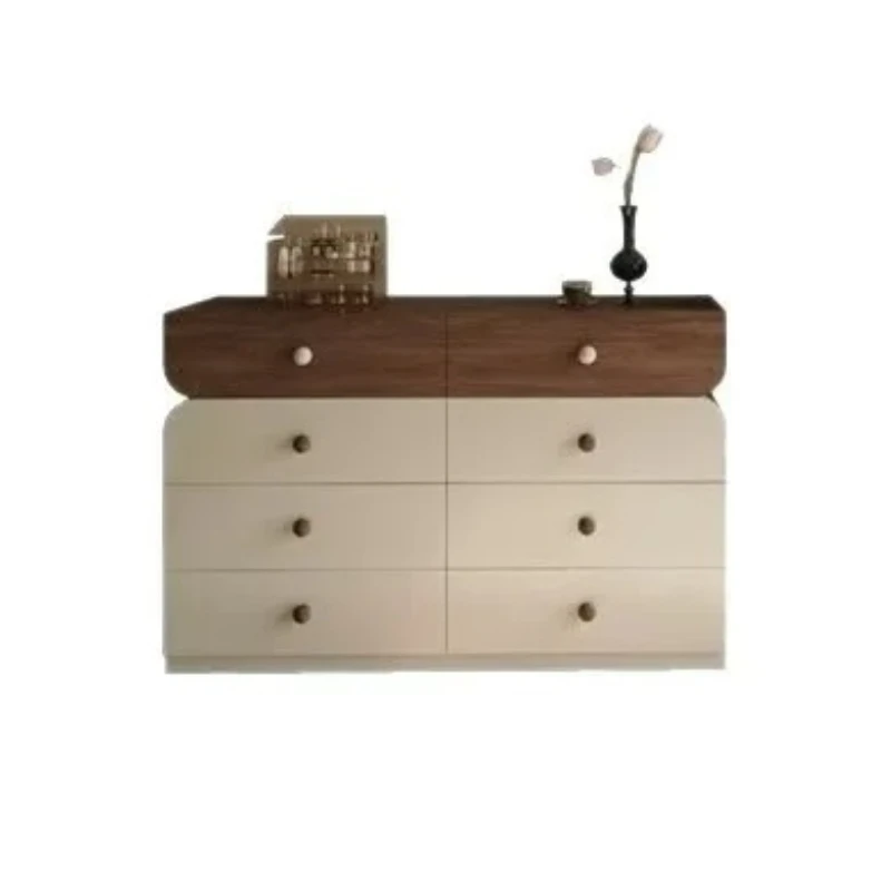 

Solid wood chest of drawers, living room, wall-to-wall storage cabinets, walnut cream style chest of drawers, bedside cabinets